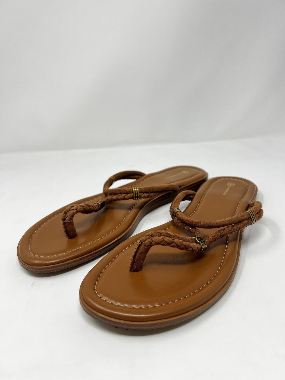 Giani Bernini Women's 8M Tylee Burnt Copper Braided Flat Slides